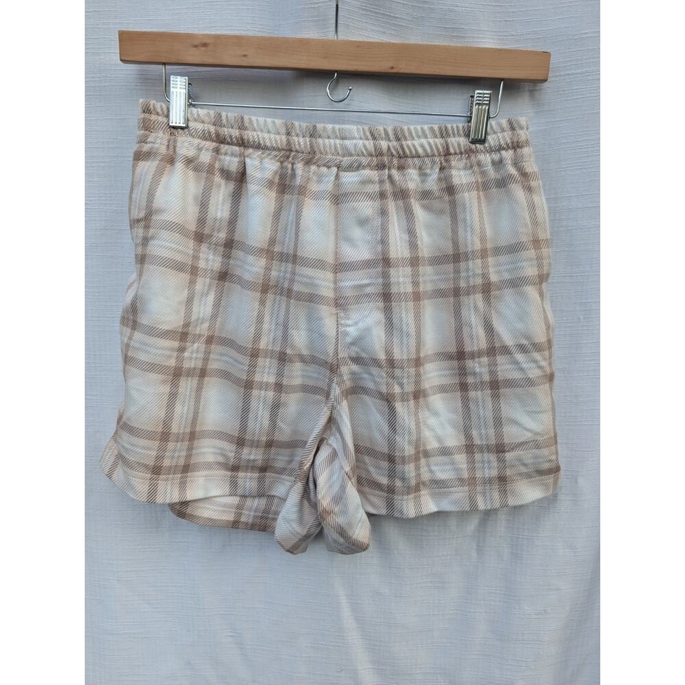 Urban Outfitters BDG Mens Plaid Freddie Volley Shorts Sz L Beige Elevated Basic‎